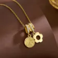 Gold minimalist zircon heart pendant necklace for women, elegant clavicle chain jewelry. - Heart Flower Style (T2321)