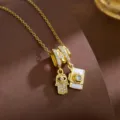 Minimalist Gold-Plated Zircon Pendant Necklace with Hamsa Hand and Camera Charms Jewelry - Camera Amulet Style (T2324)