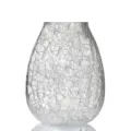 Detailed view of the clear crackle glass vase, showing delicate texture and transparent design. - S / Clear
