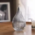 Transparent glass vase Nordic style ribbed flower vase for modern home decor floral arrangement - L / Smoke