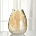 Large glass vase crackle pattern amber floral arrangement home decor table centerpiece - S / Amber
