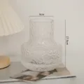 Clear glass vase with textured design, modern decorative flower vase for home decor. - Small Honeycomb Style / Clear