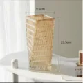 Nordic Amber Glass Vase Transparent Fluted Flower Arrangement Living Room Table Decor - Small Amber