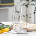 Transparent glass vase creative stacked geometric cube design for modern desktop floral decor - S / Clear