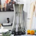 Nordische minimalistische vertikale Streifen klare graue Glasvase für frische Blumen Dekoration - L / Rauchgrau Goldrand