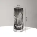 Grey glass geometric flower vase modern decorative transparent table centerpiece 24.5cm - Medium Thickness / Smoke Grey Small
