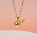 Goldene massive Kürbis Anhänger Halskette für Damen, eleganter chinesischer Stil Schmuck. - Gold