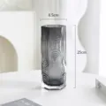 Dark grey ribbed glass vase hexagonal hydroponic flower arrangement modern home decor accessory - S / Smoke