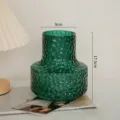 Green textured glass vase for flowers, modern minimalist decorative centerpiece for home. - Small Honeycomb Style / Green