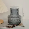 Modern grey glass vase with ice-crackle texture, elegant desktop flower arrangement decor. - Small Honeycomb Style / Smoke