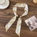 Retro floral beaded silk scarf detail, lightweight summer neckerchief, elegant women accessory. - Vintage Floral Beaded Style / Golden Osmanthus (Gold Floral)