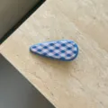 Schicke blau-weiße Karo-Haarspange, süße tropfenförmige Haarspange für den Alltag ideal. - Blau Kariert Entenclip