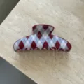 Koreanischer Acetat Argyle Haarklammer Clip Mode geometrisches Haarschmuck für Damen Alltag - Rot Kariert Große Haarkralle