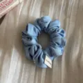 Lichtblauwe geribbelde haarelastiek, zachte elastische paardenstaart houder, dagelijks accessoire. - Blauw