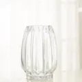 Clear vertical-ribbed glass vase transparent flower arrangement home decor large size vase - 1420 Short Style / Clear