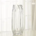 Transparent vertical ribbed glass vase for home decor, modern flower arrangement container. - 1330 Tall Style / Clear