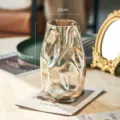 Amberkleurige glazen vaas minimalistische unieke bloemenvaas moderne decoratie 27cm - Grote amber
