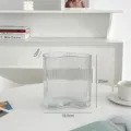 Transparent glass ribbed vase, modern minimal minimalist floral container for home decor table. - Transparent Short Style