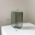 Nordic U-shaped vertical striped glass vase, smoky gray creative floral arrangement home decor. - S / Gray