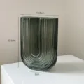 Nordic glass vase U-shaped vertical striped transparent grey flower container for home decor - L / Gray