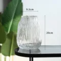 Transparent ribbed glass vase for flowers, large Nordic home decor tabletop ornament. - Chunky / Approx 20CM / Clear