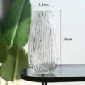 Large transparent glass vase with vertical stripes, elegant home decor for living room flowers. - Thin Long Style / Approx. 26cm / Clear