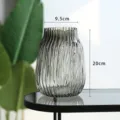 Large grey ribbed glass vase, 20cm Nordic transparent flower vase for home decor. - Chunky / Approx 20CM / Smoke