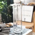 Nordic minimalist transparent glass vase with gold rim for home decor and floral arrangement - 10x30cm / Transparent Gold Rim