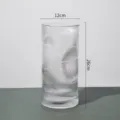 Modern clear ribbed glass vase, creative cylindrical decorative flower container for home. - 12x26cm / Transparent (1225)