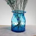 Modern blue transparent glass vase for flower arrangement and minimalist home decor display - Small Blue Polka Dots