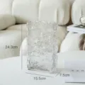 Clear glass glacier texture vase, rectangular Nordic style hydroponic flower pot for decor. - Square / Clear