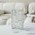 Ice Glacier Glass Vase Transparent Hydroponic Flowerpot Modern Nordic Home Decor Variant - Square / Iridescent