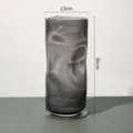 Grey fluted glass vase with curved modern design for living room home decor flower arrangement - 13x30cm / Smoky Gray (1330)