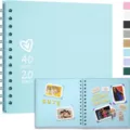 Hellblaues DIY-Spiral-Sammelalbum für Fotos und Erinnerungen mit 40 Seiten und Herz-Detail. - 40 Seiten Pack / Hellblau