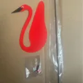 Unassembled kit parts of red metal flamingo spinning garden ornament with rod - Red