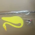 Yellow flamingo garden spinner metal stake components set - Yellow