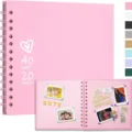 Pink DIY spiral scrapbook album with 40 pages for wedding and baby travel souvenirs - 40 Pages/Pack / Pink