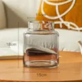 Transparente Glasvase mit breiter Öffnung für Blumen, moderne Hydrokultur Dekoration. - Rauchgraues Modell mit flacher Öffnung / Rauchgrau