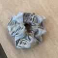 Frühling süßer blau gelber karierter Haargummi stilvolles Stoff Pferdeschwanz Accessoire - Hellblau Kariert Haargummi