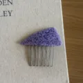 Purple triangle acetate hair comb detail, metal teeth slide comb, side hair styling tool - Purple