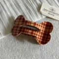 Fermaglio per capelli a osso a quadri retrò, grande molletta becco d'anatra elegante, accessorio donna. - Pinza a Osso Grande / Quadretti Arancioni