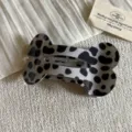 Fermaglio per capelli osso stampa mucca bianco e nero rétro, molletta becco d'anatra per donna. - Pinza a Osso Grande / Macchiato