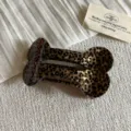 Retro leopard print bone hair clip detail, chic acetate duckbill clip for women daily wear. - Large Bone Hair Claw / Brown Leopard