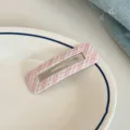 Sweet pink plaid fabric hair clip cute hair accessory for daily styling and sweet fashion look. - Striped Rectangle Clip