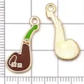 Ciondolo cappello quadrifoglio in lega di olio verde per collana braccialetto fai da te - 1 Pz Pipa Smaltata Marrone 23*10mm