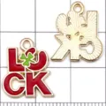 DIY Ciondolo in metallo smaltato fortuna lettera trifoglio per creazione gioielli artigianali - 1 Pz Piccolo Trifoglio Smaltato Rosso LUCK 17*15mm