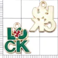 Grüne emaillierte LUCK vierblättriges Kleeblatt Legierung Anhänger für DIY Schmuck basteln. - 1 Stk. Kleines Grünes Emailliertes Kleeblatt LUCK 17*15mm