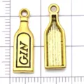 Gold tone metal alloy wine bottle shape charms for DIY necklace and bracelet jewelry making. - Wine Bottle (20750)