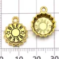 Antique gold alloy bottle cap charm with beer text for DIY bracelet necklace jewelry making. - Bottle Cap (20751)