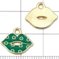 Gold und gruen Emaillierte Lippen Anhaenger Legierung fuer DIY Armbaender Halsketten Schmuck. - 1 Stk. Grüne Emaillierte Lippen 12*15mm